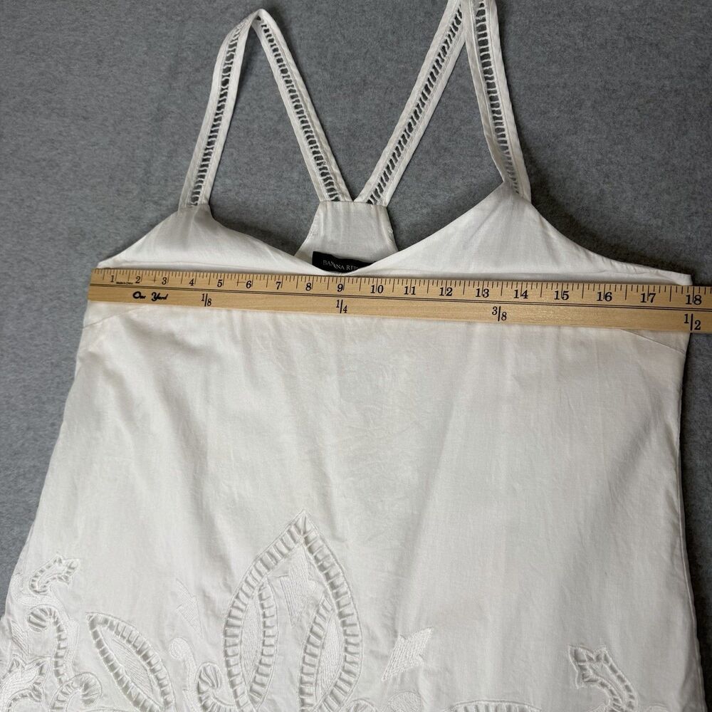 Banana Republic White Cut Out Embroidered Cami Size Small 100% Cotton Preppy - Picture 10 of 13
